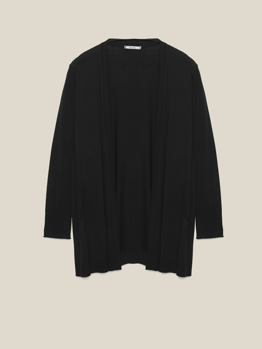 Elenamiro: Cardigan aperto con tasche Nero_1