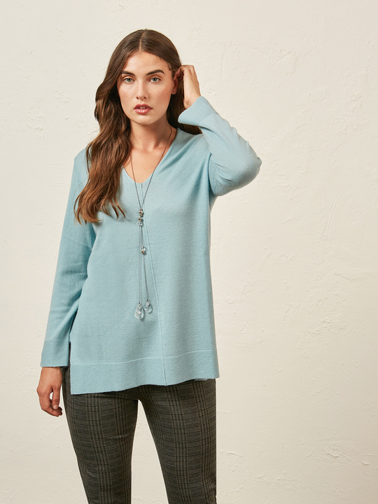 Elenamiro&nbsp;: Chandail en laine et cachemire Bleu_1