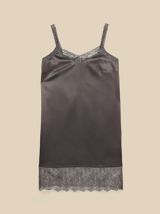 Elenamiro: Abito sottoveste con pizzo Grigio_1