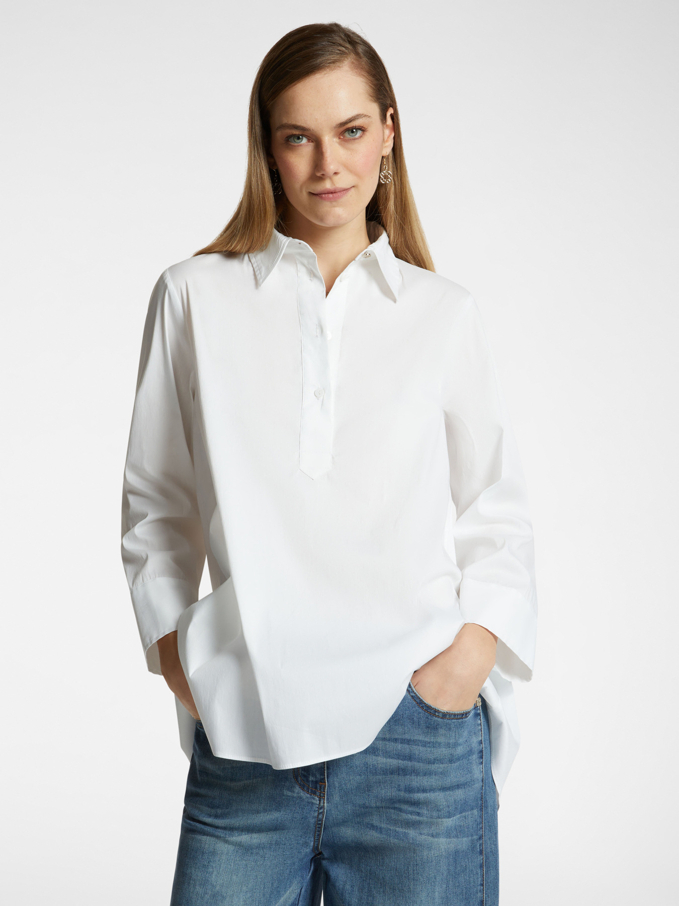 Camicia ampia in popeline image number 0