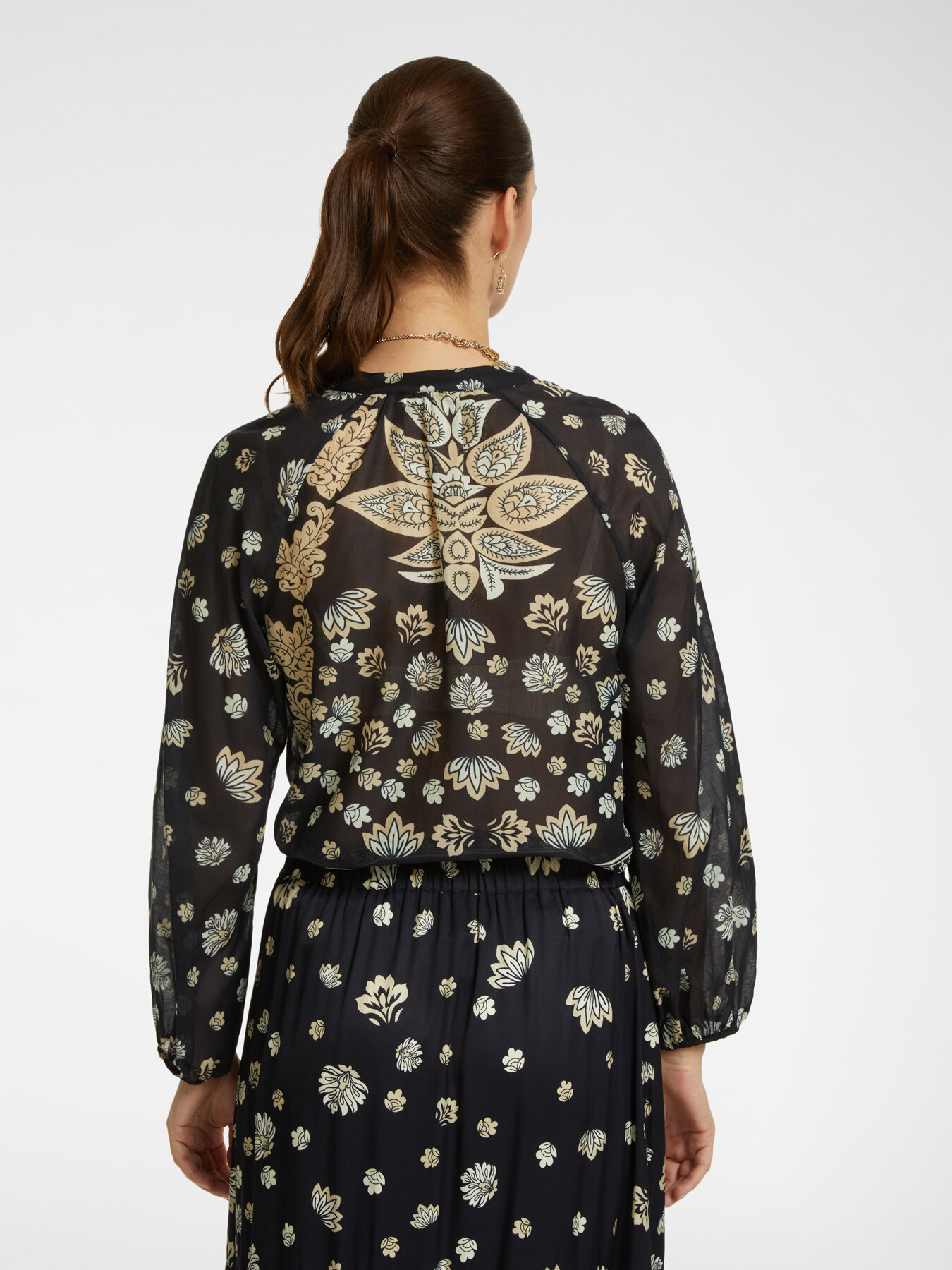 Blusa stampata in mussola di cotone image number 1