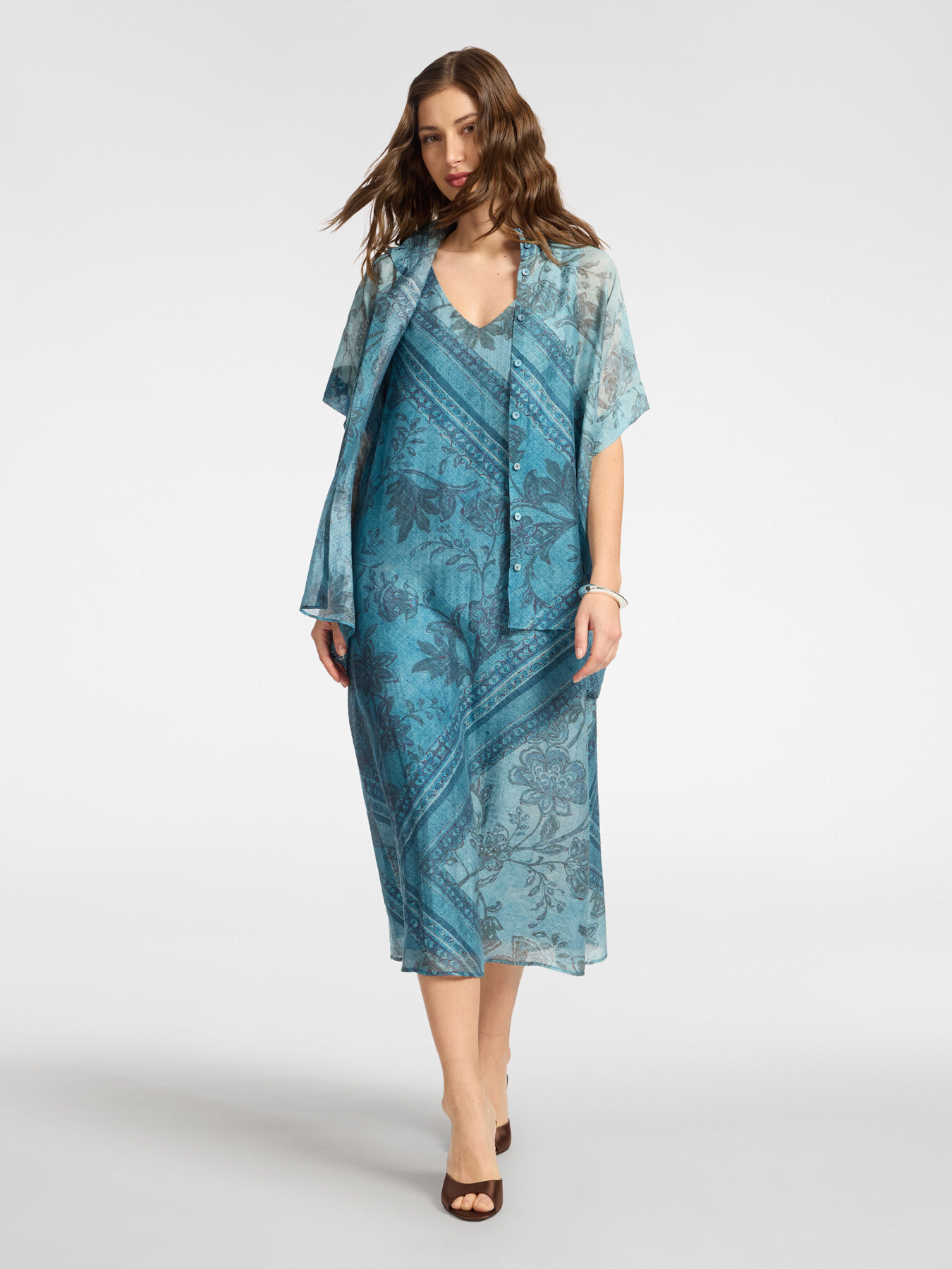 Printed lyocell dress image number 0