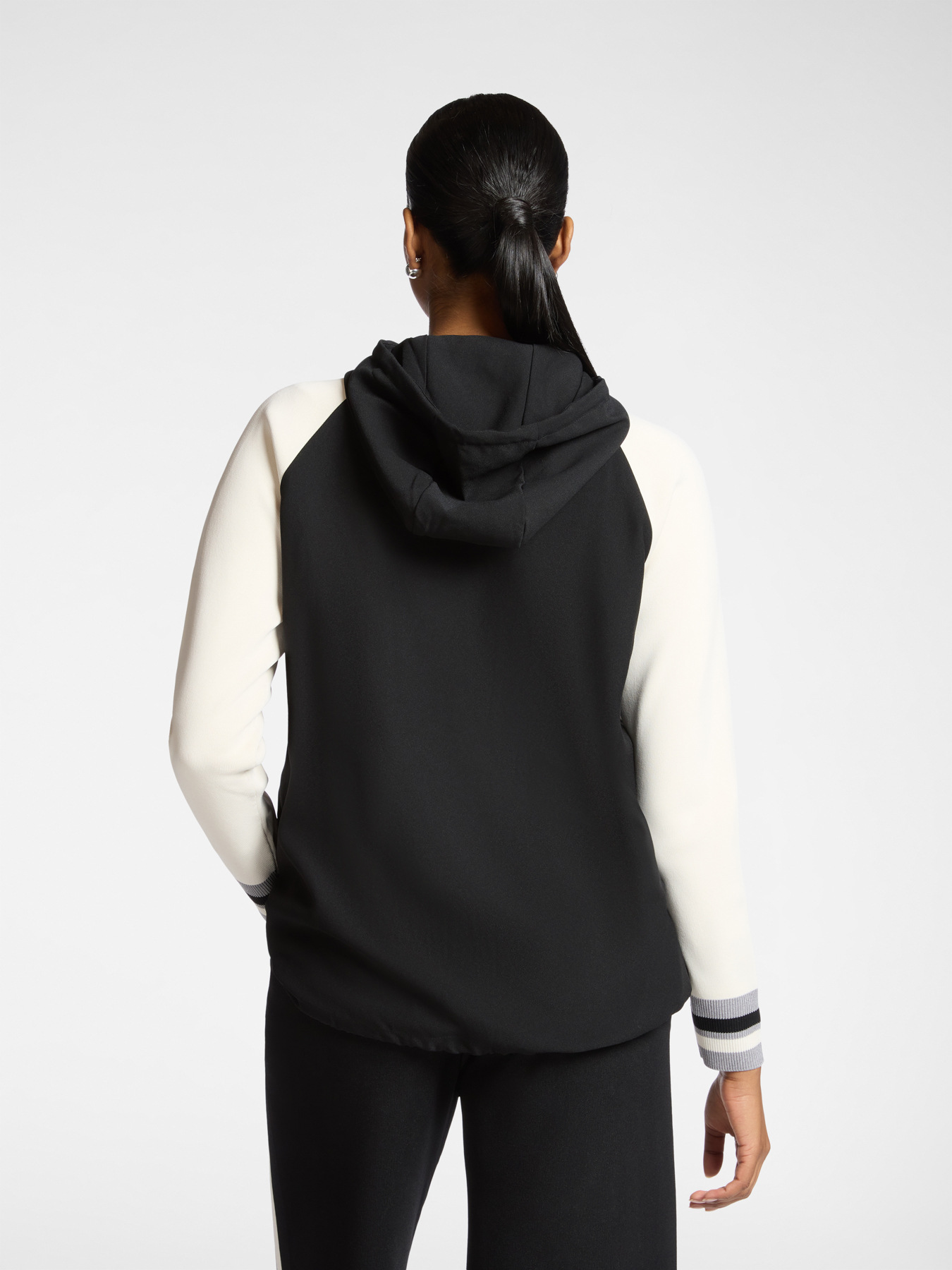 Hooded zip-up viscose blend cardigan image number 1