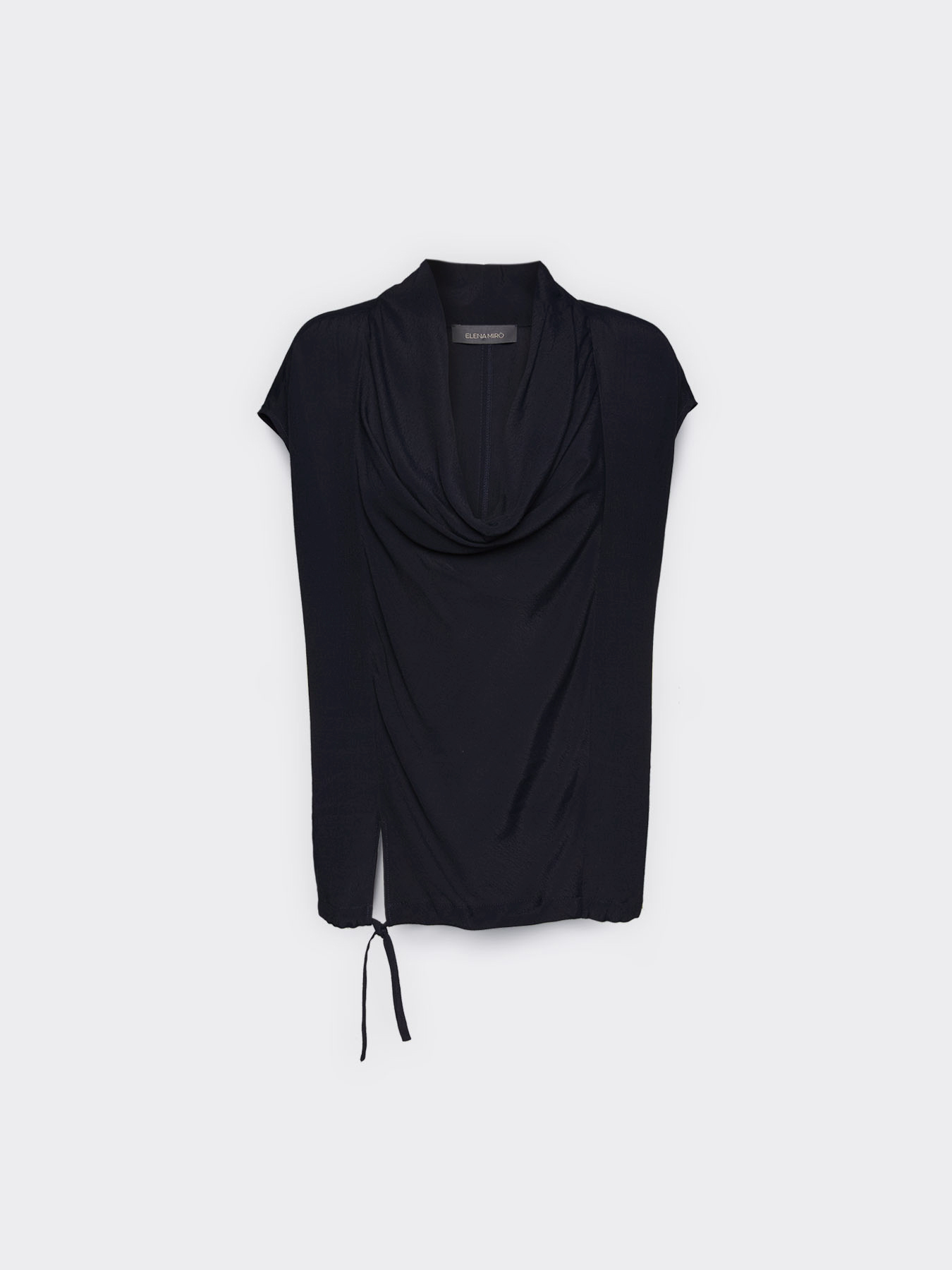 Blusa con scollo drappeggiato e coulisse