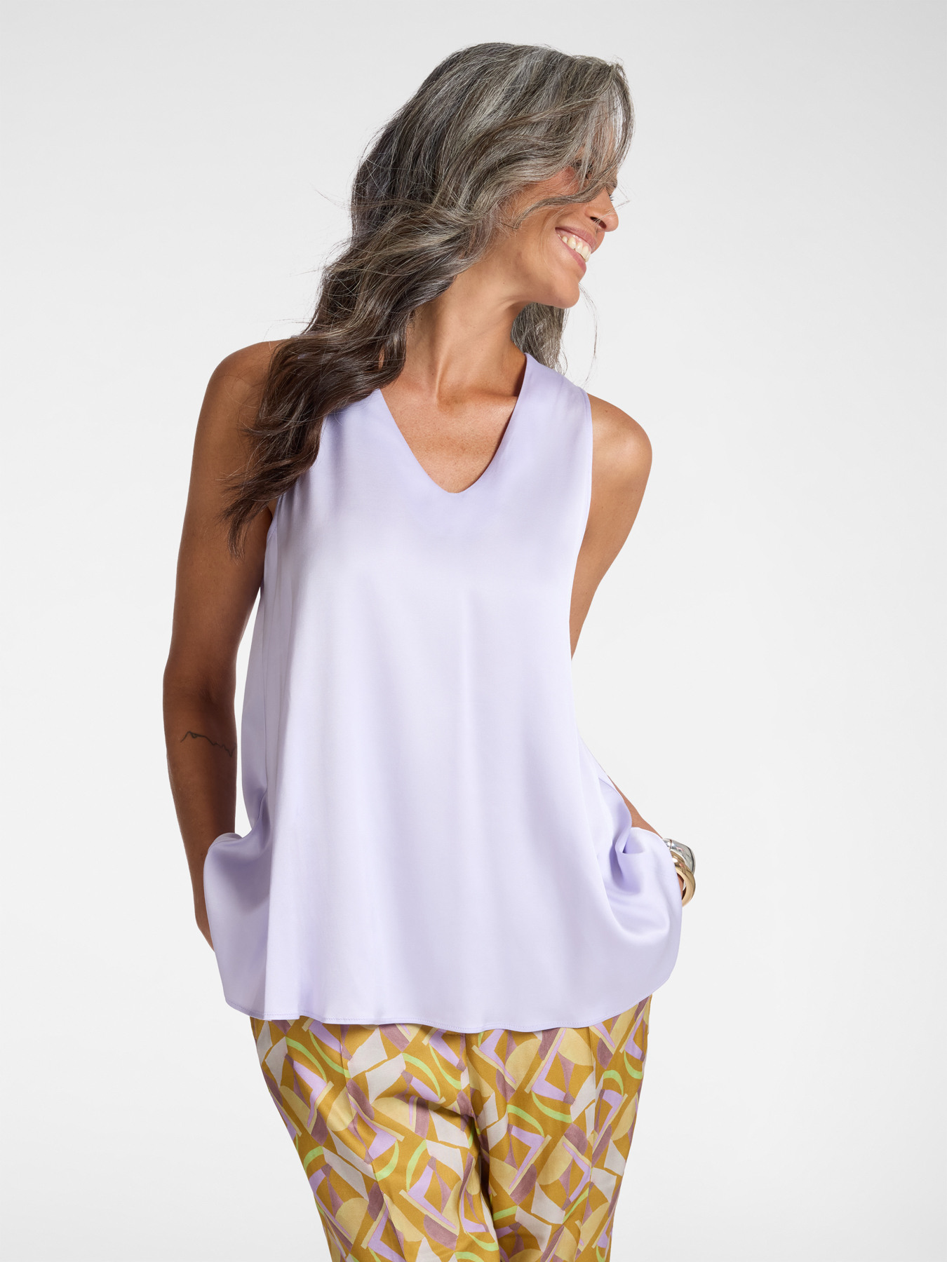 Top en satin de viscose image number 0