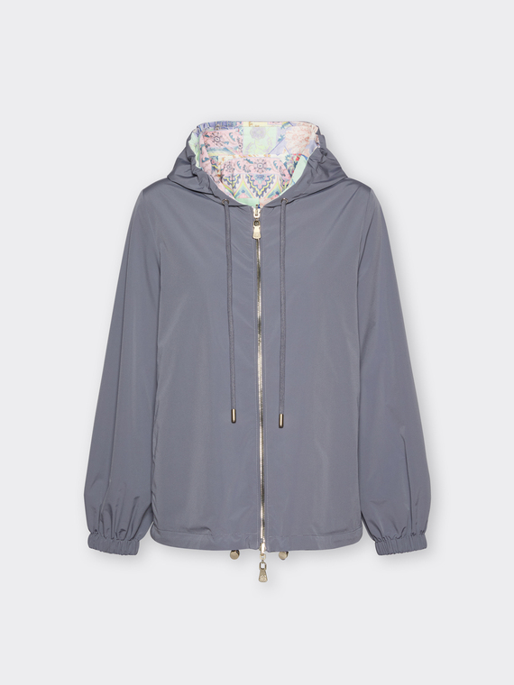 Parka r&eacute;versible imprim&eacute; avec capuche