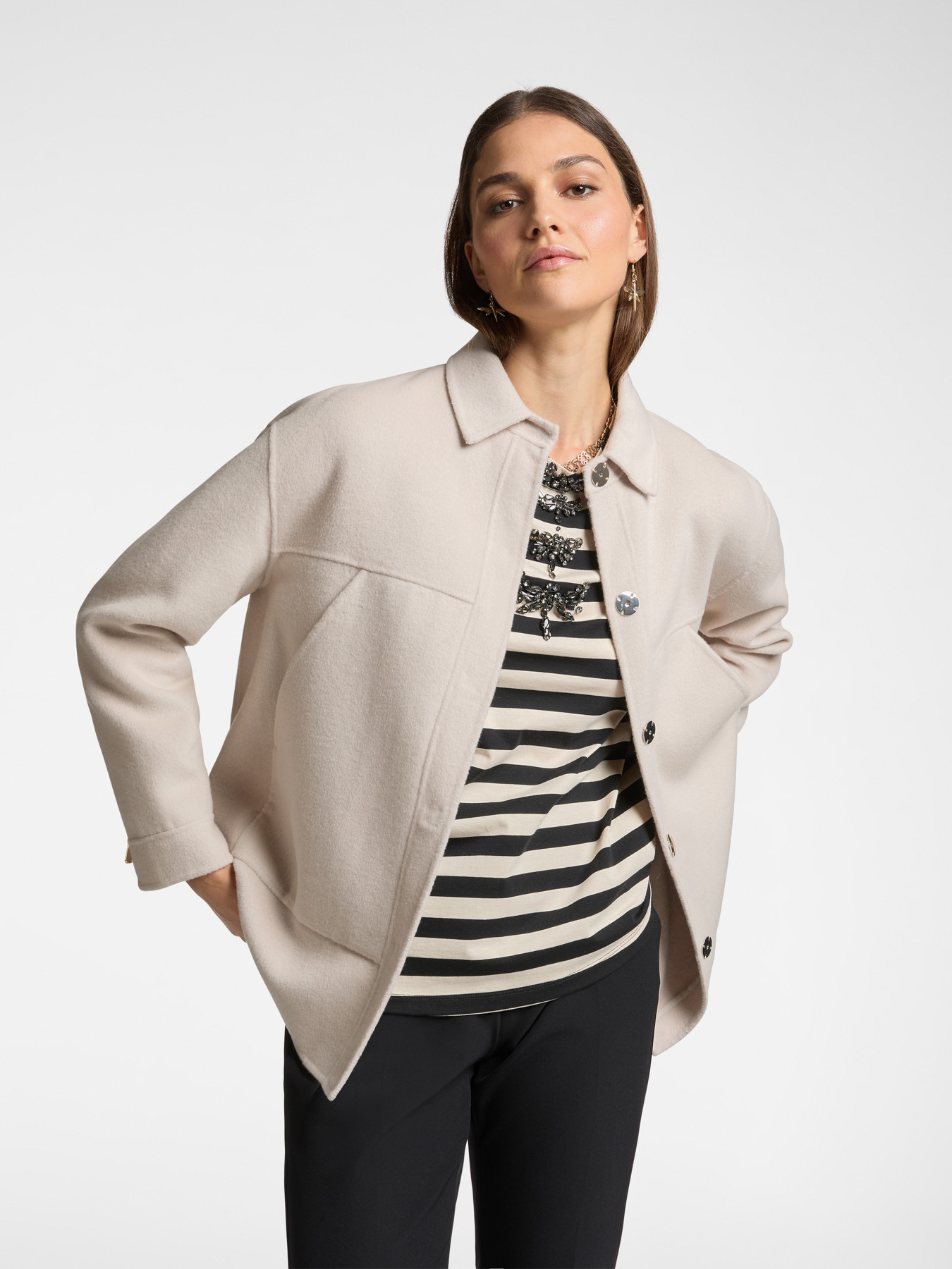 Double wool blend shirt coat image number 0