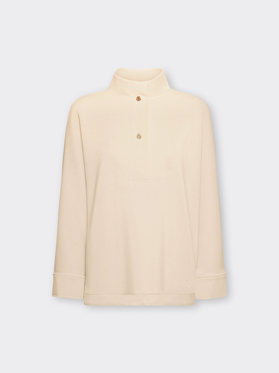 Sweat-shirt en m&eacute;lange modal avec col montant