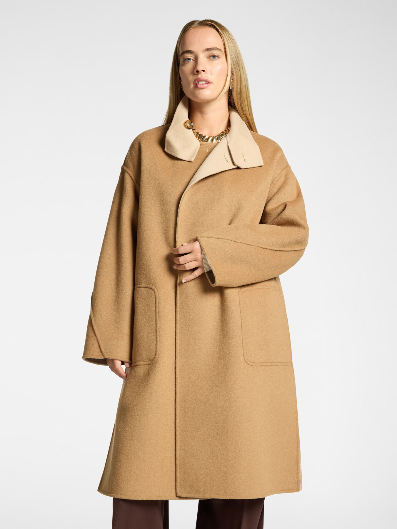 Manteau en double de laine m&eacute;lang&eacute;e image number 4