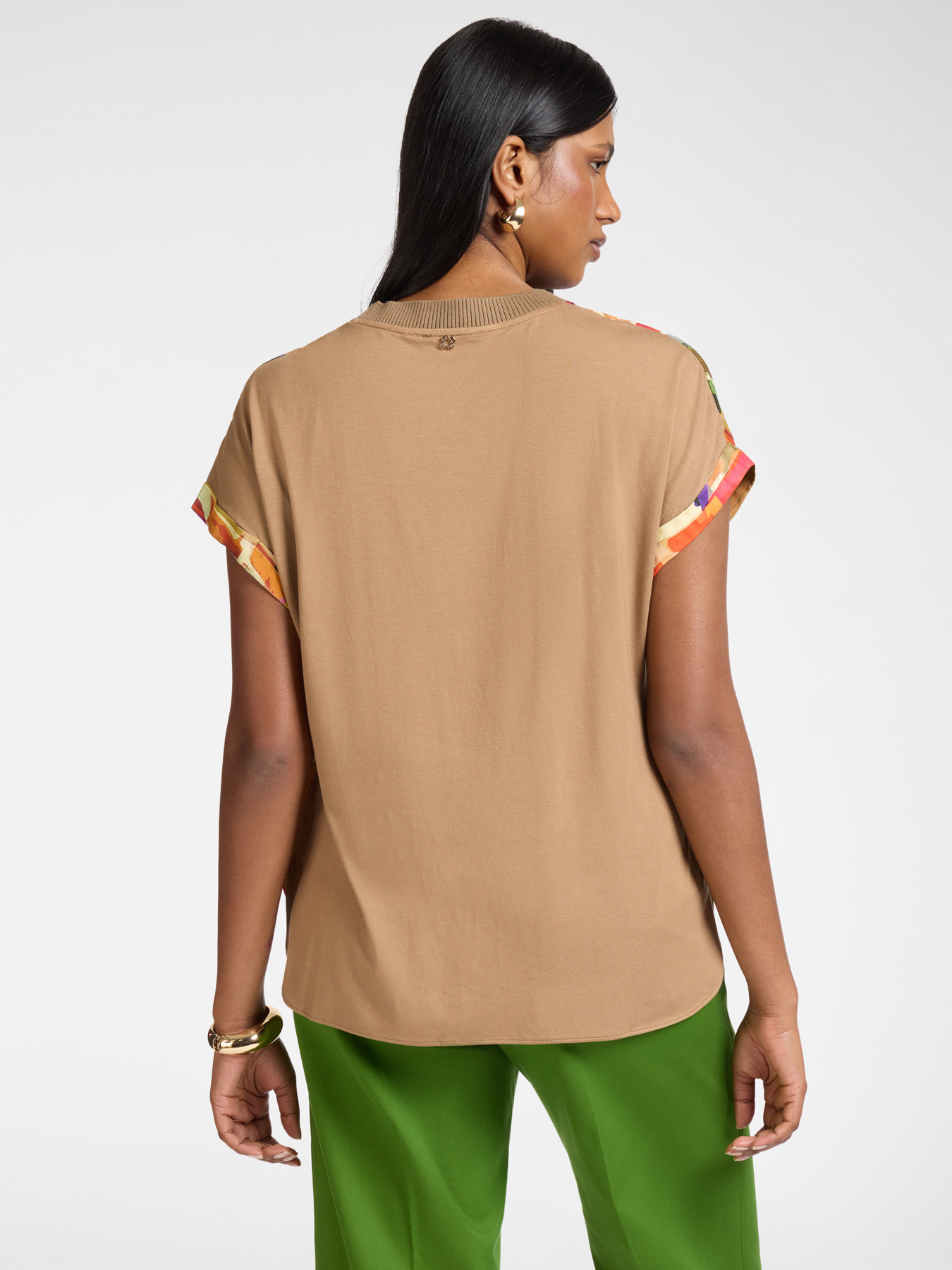 Two-fabric t-shirt with print image number 1