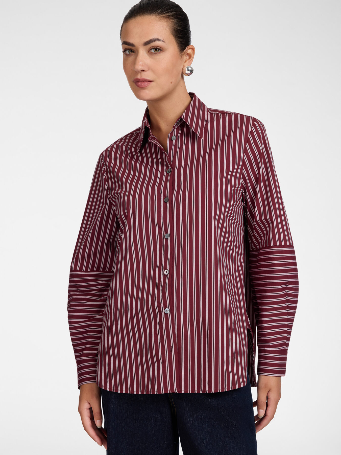 Camicia misto cotone a righe image number 0