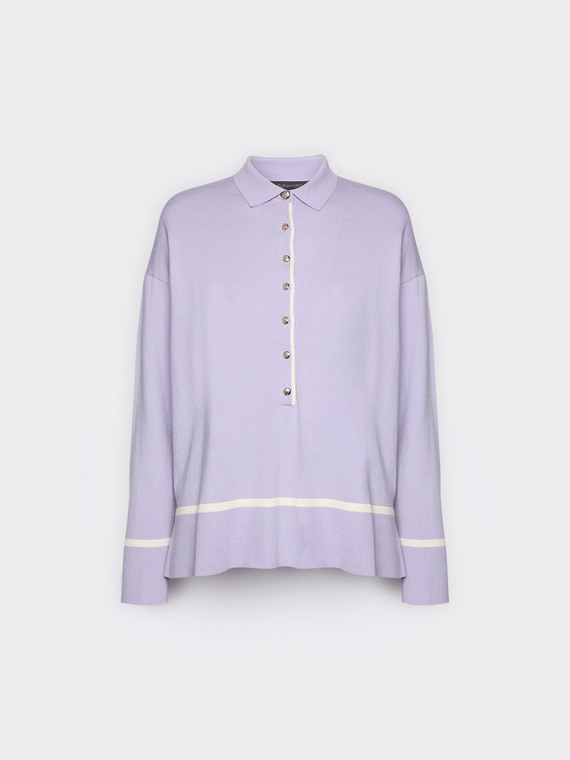 Polo shirt with buttons and contrasting trim