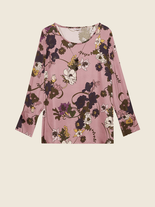 Elenamiro&nbsp;: Blouse &agrave; fleurs en satin Rose_1