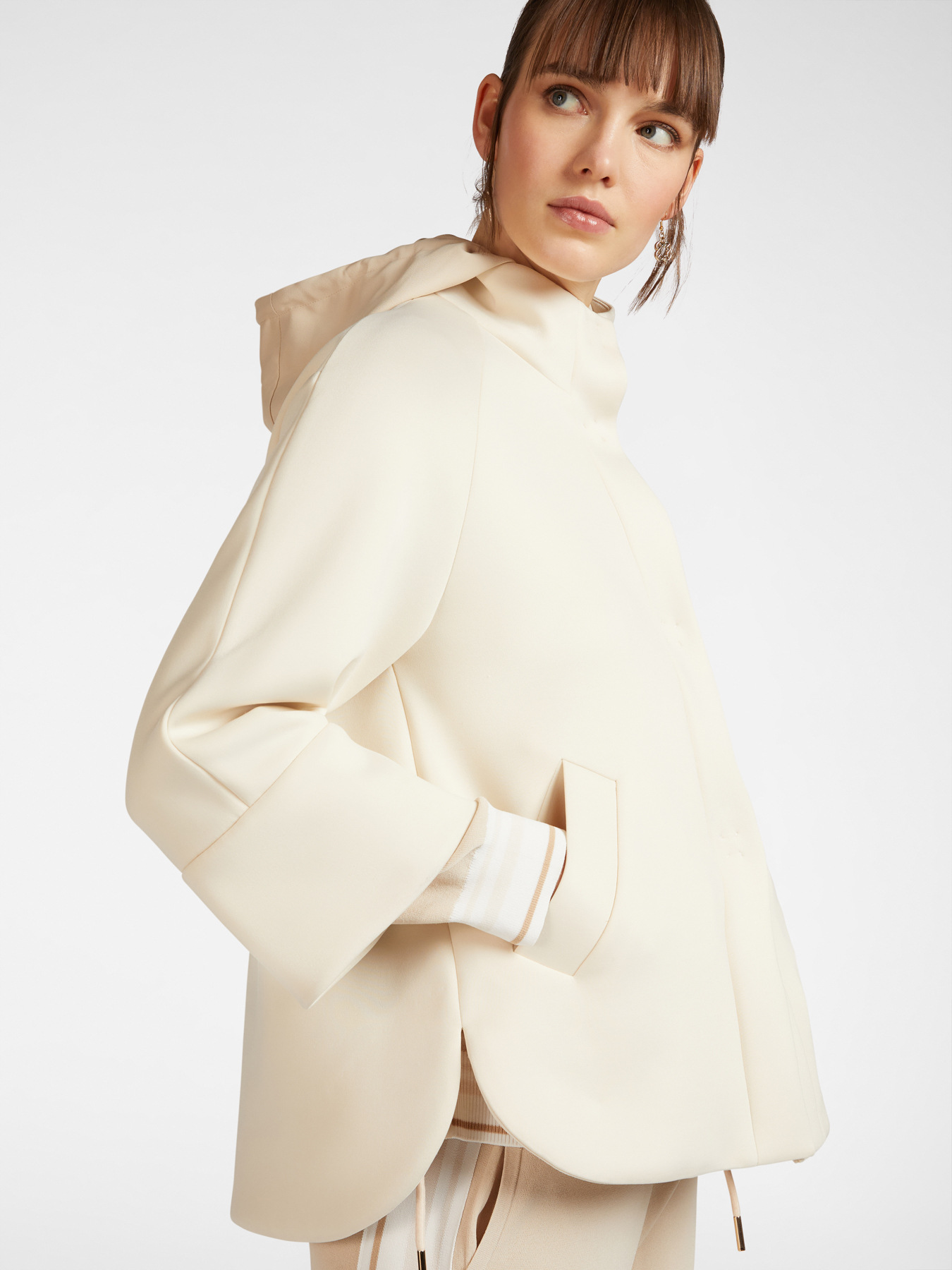 Scuba fabric pea coat image number 4