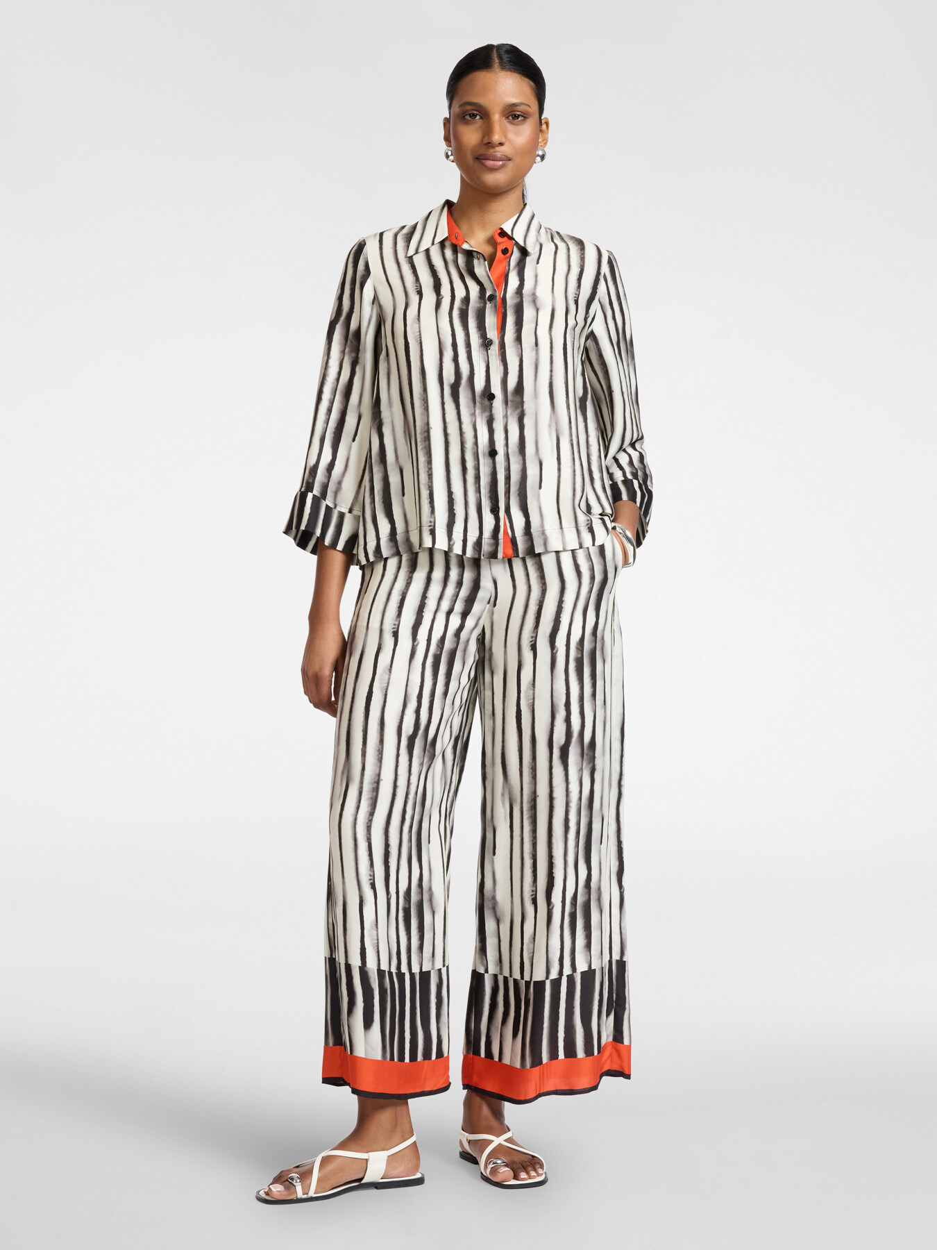 Printed viscose palazzo pants image number 0