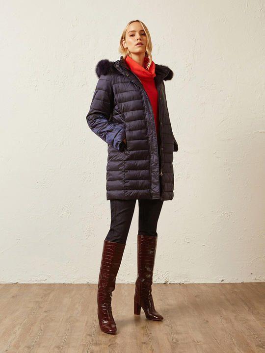 Elenamiro&nbsp;: Doudoune &agrave; capuche Bleu_1