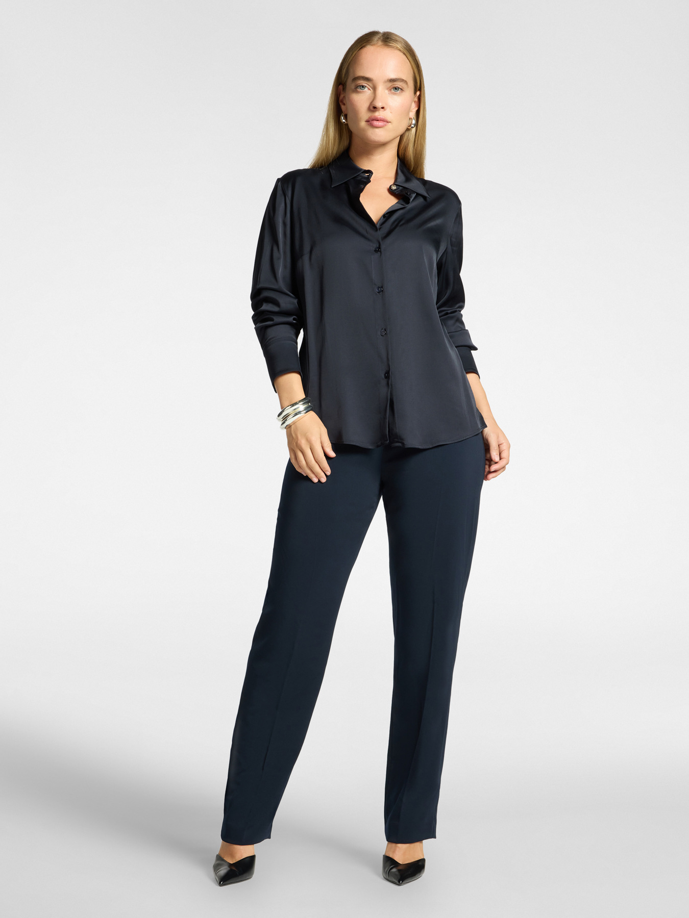 Camicia in raso stretch image number 2
