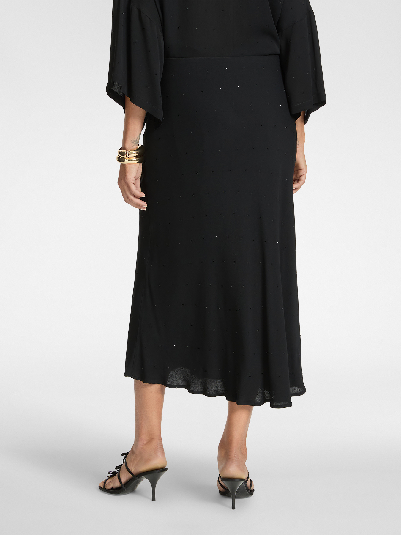 Long A-line skirt in embroidered viscose image number 1