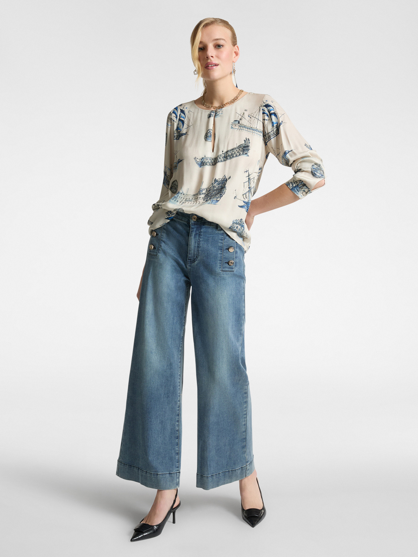 Bluse mit Navi-Druck image number 2