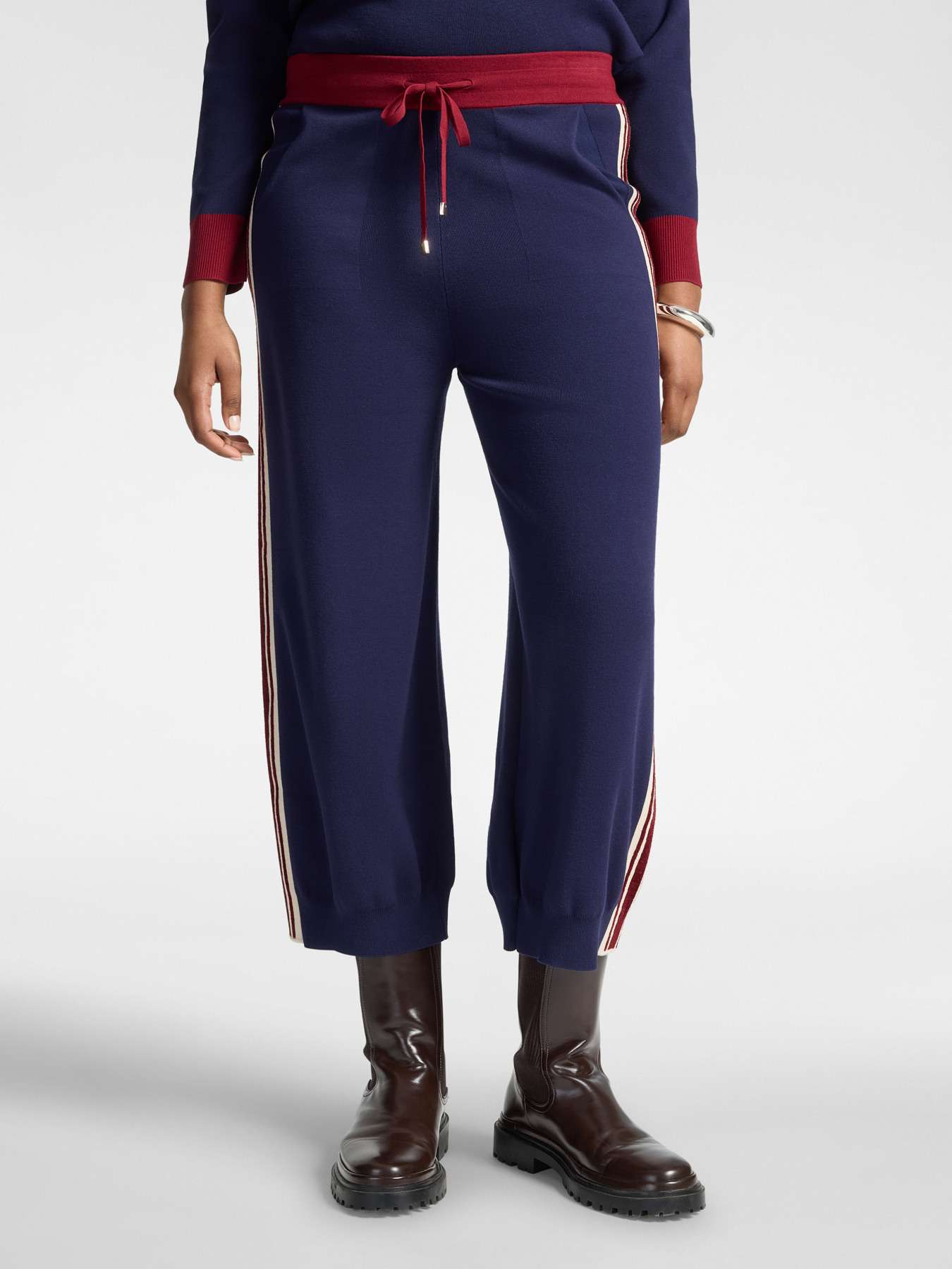 Cropped-Strickhose mit gestreiften B&uuml;ndchen image number 2