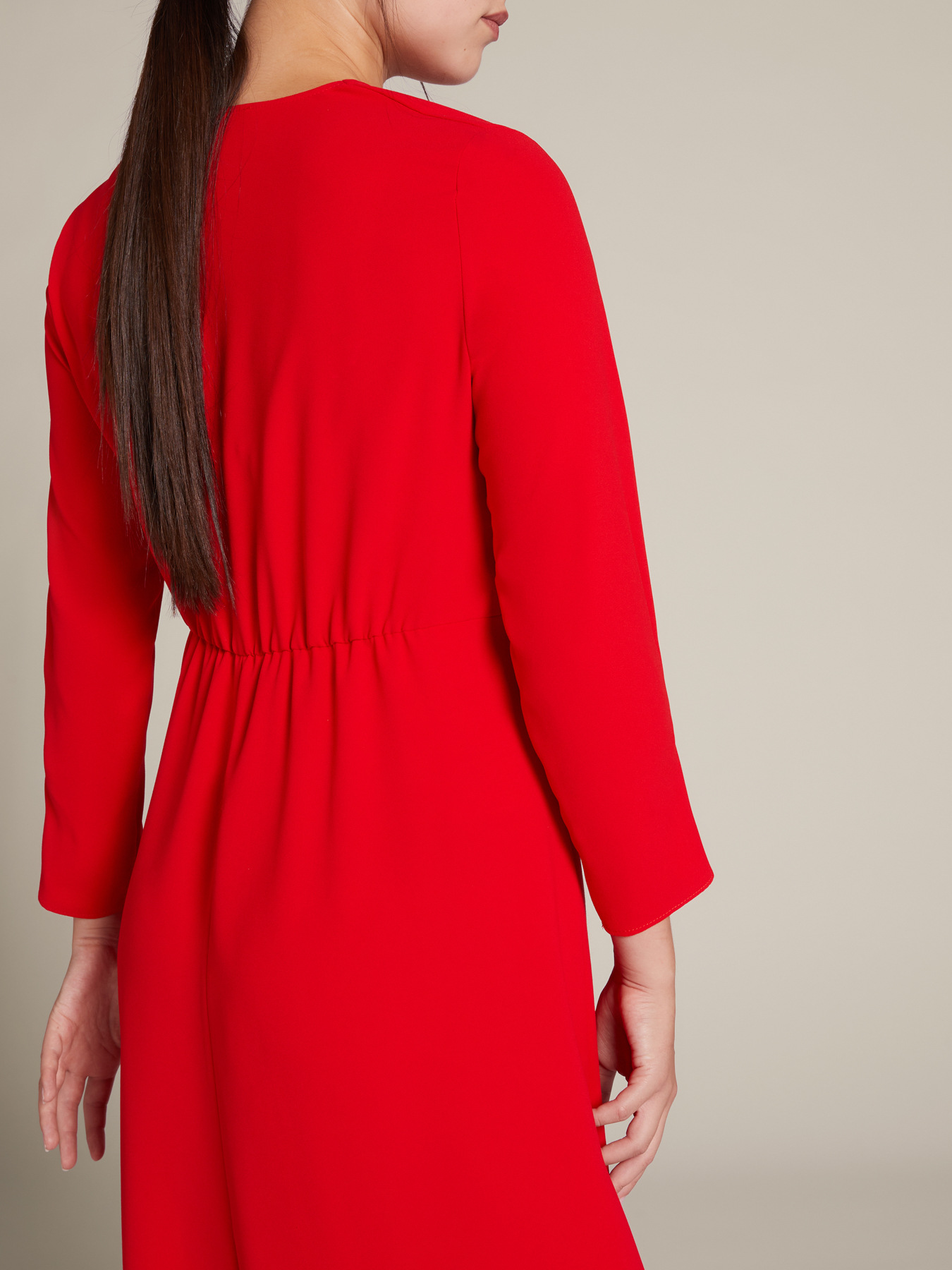 Red wrap dress with knot image number 5
