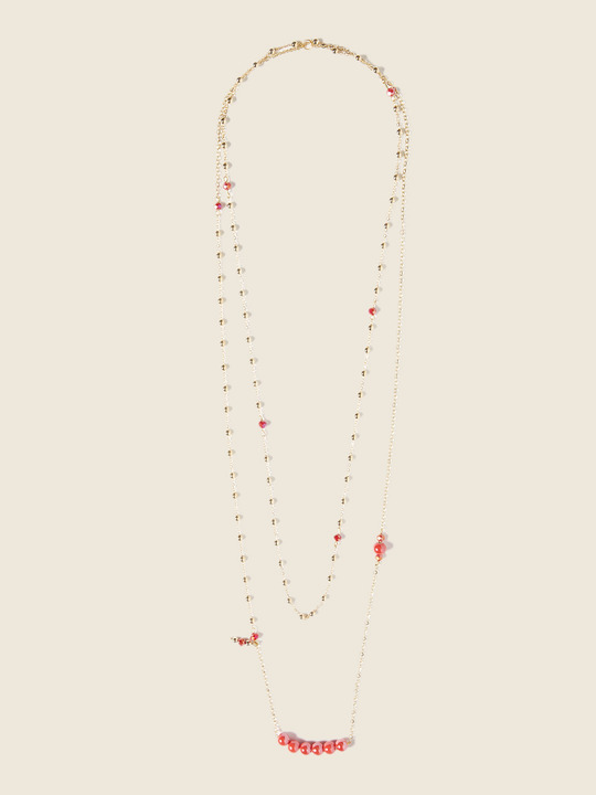 Elenamiro&nbsp;: Collier avec cristaux en verre Rouge_1