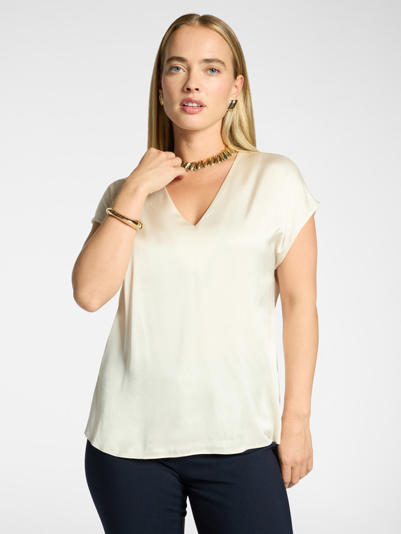V-neck satin blouse