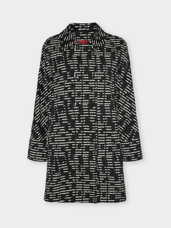 Striped jacquard cotton blend coat