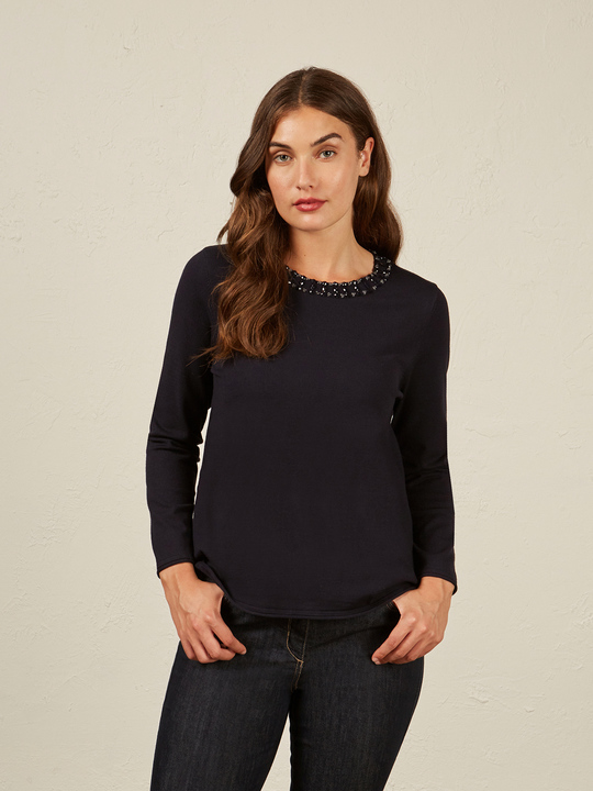 Elenamiro&nbsp;: Chandail brod&eacute; Bleu_1