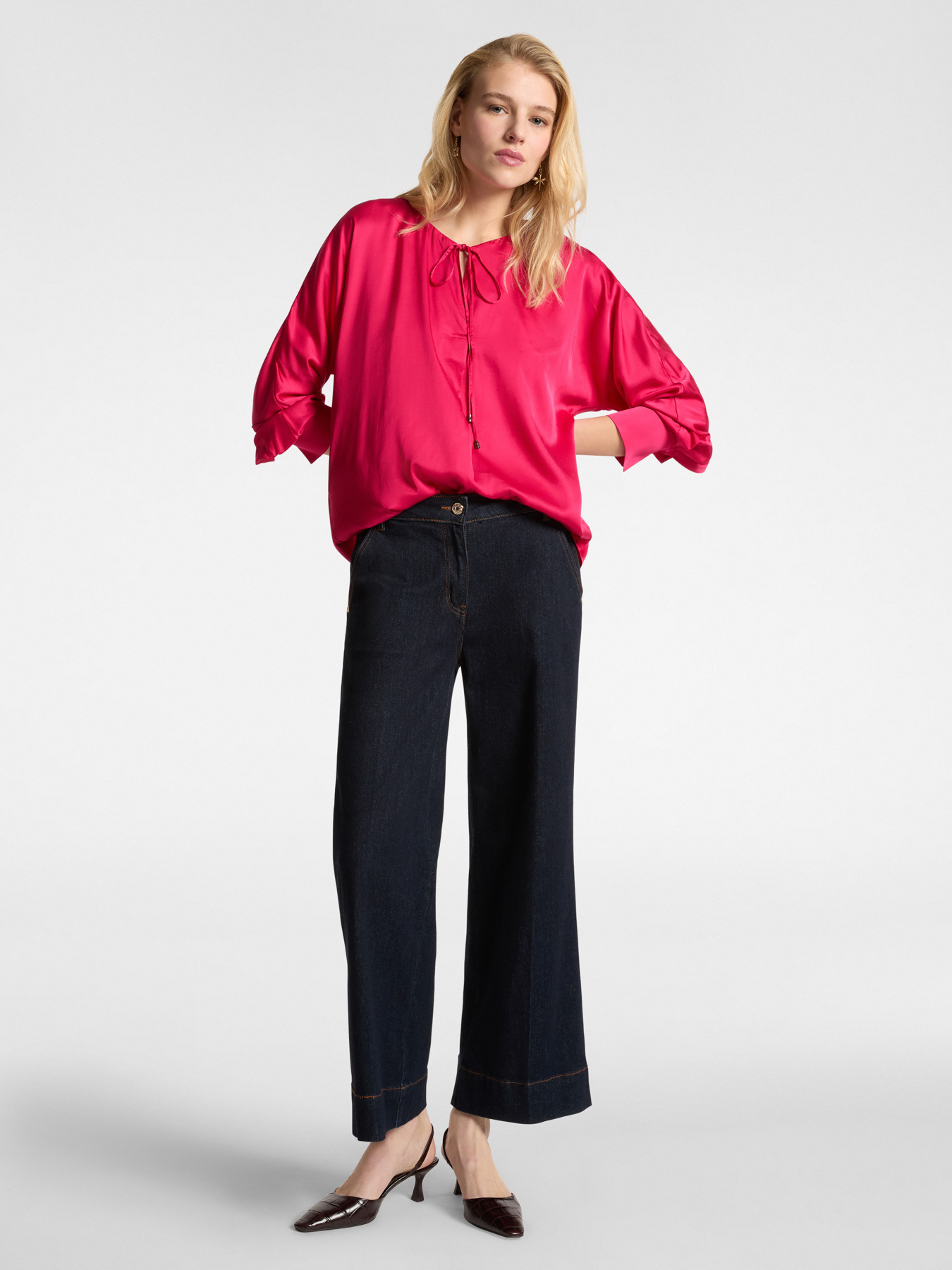 LENZING&trade; ECOVERO&trade; viscose satin blouse image number 2