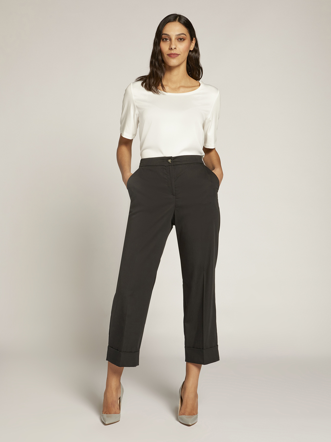 Cropped sateen trousers image number 2