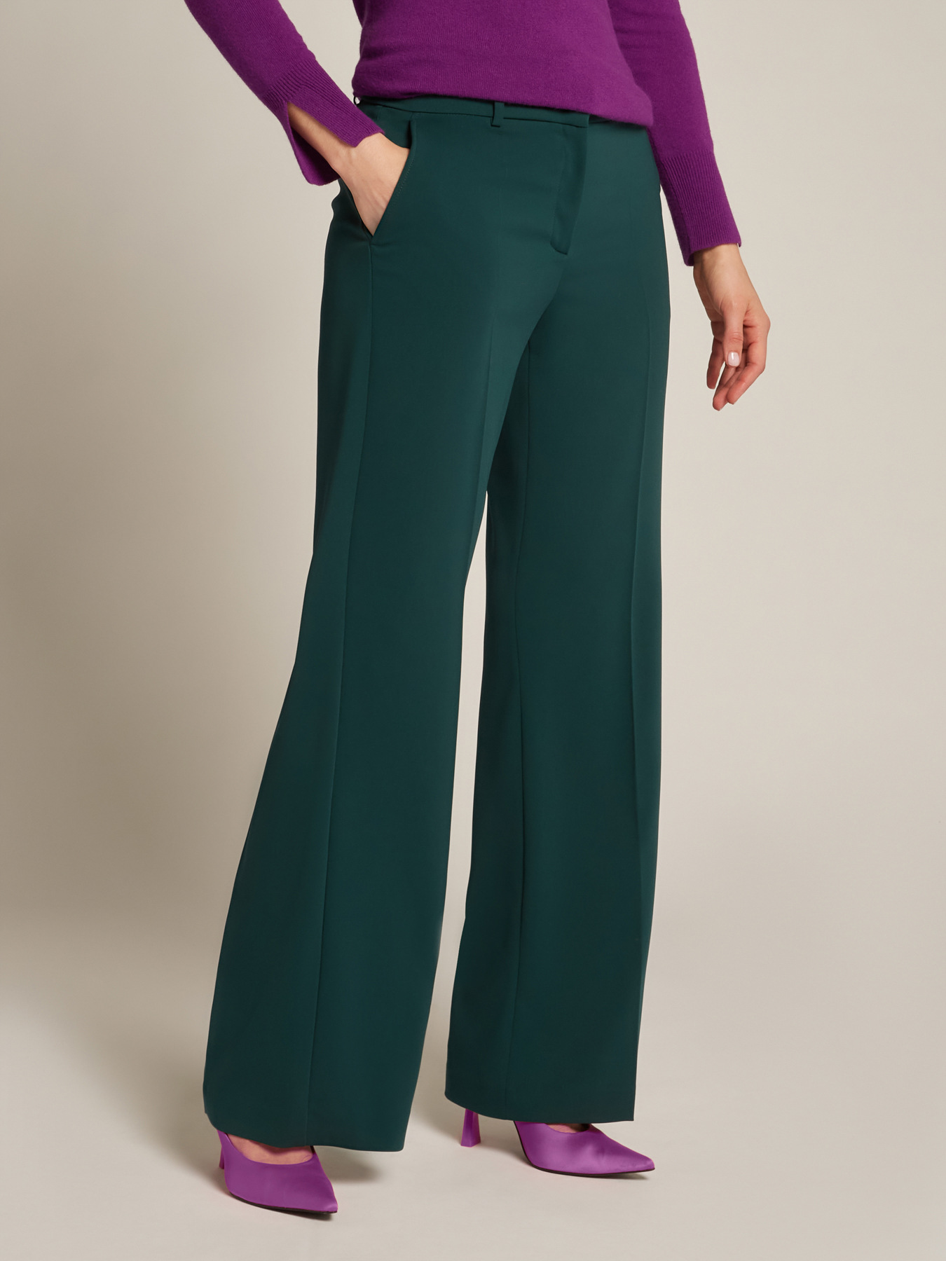 Flowing stretch cady trousers image number 2