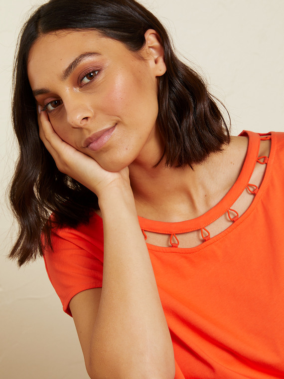 Elena Mirò T-shirt con scollatura ricamata Donna