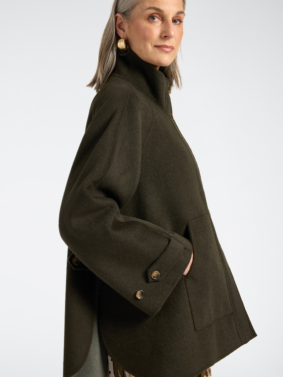 Mixed wool high neck coat