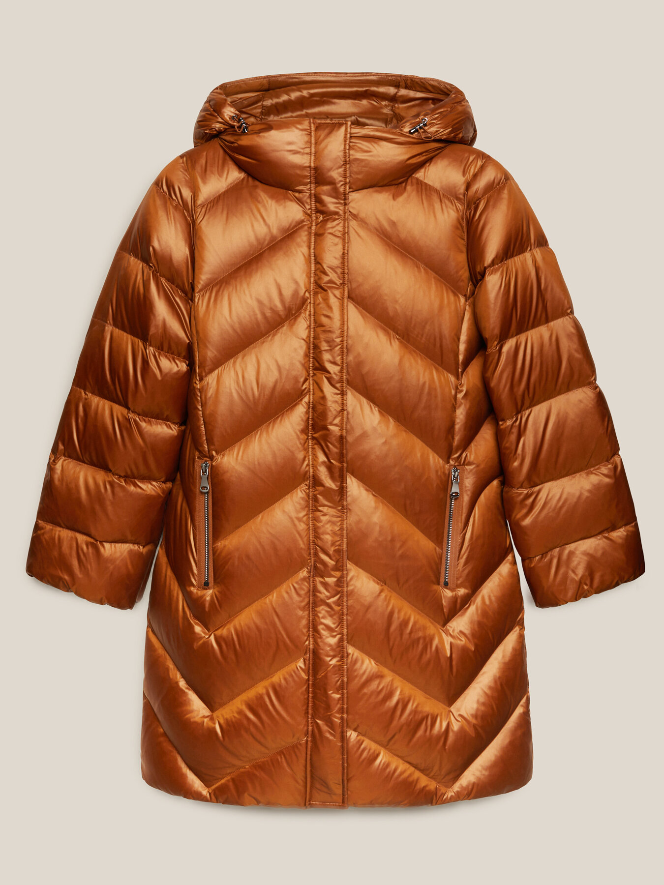 Casaco de penas comprido com capuz image number 4