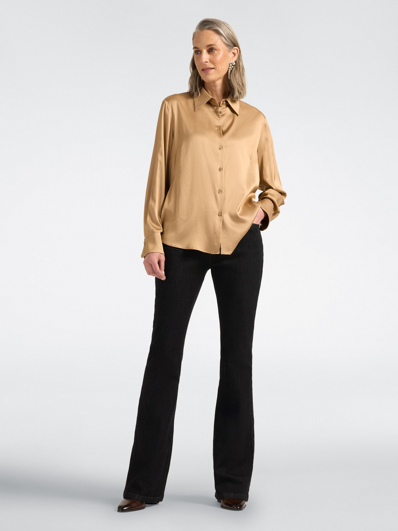 Chemise en satin de viscose stretch image number 2