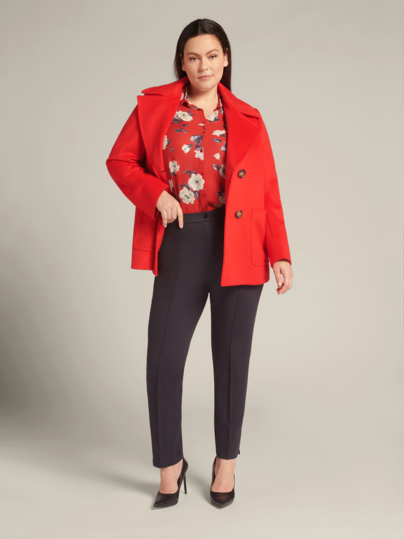 Caban com duplo peito em drapeado de luxo image number 0