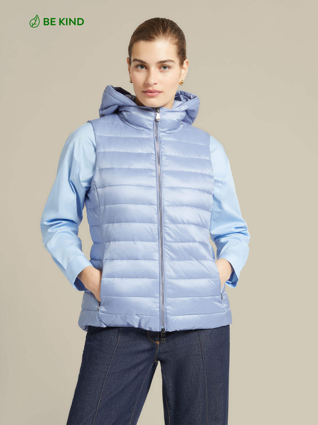 Quilted recycled nylon sleeveless jacket image number 0