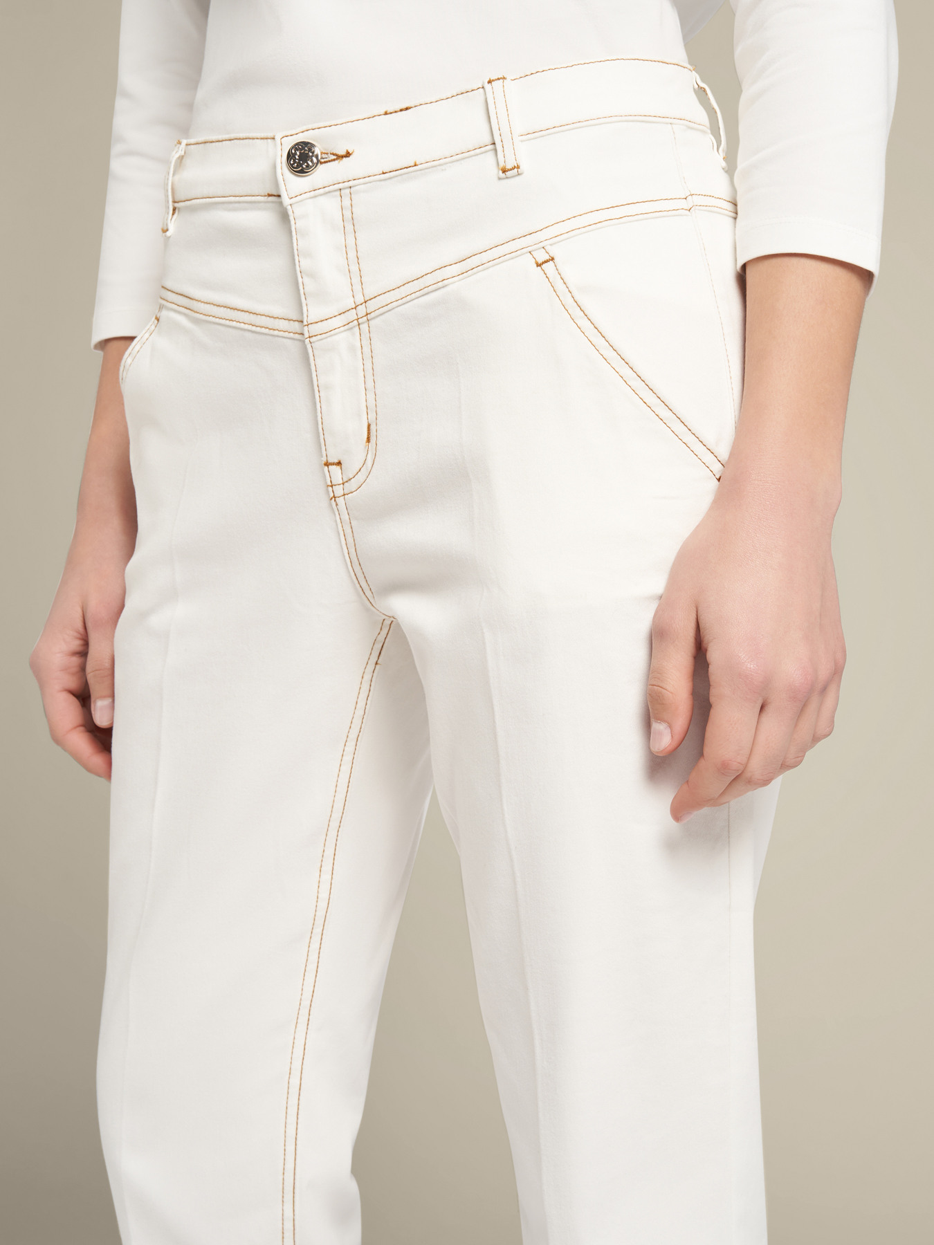 Slim-fit trousers with contrasting stitching image number 3
