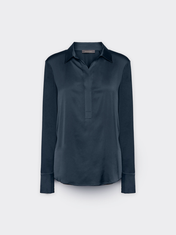 Two-fabric polo T-shirt