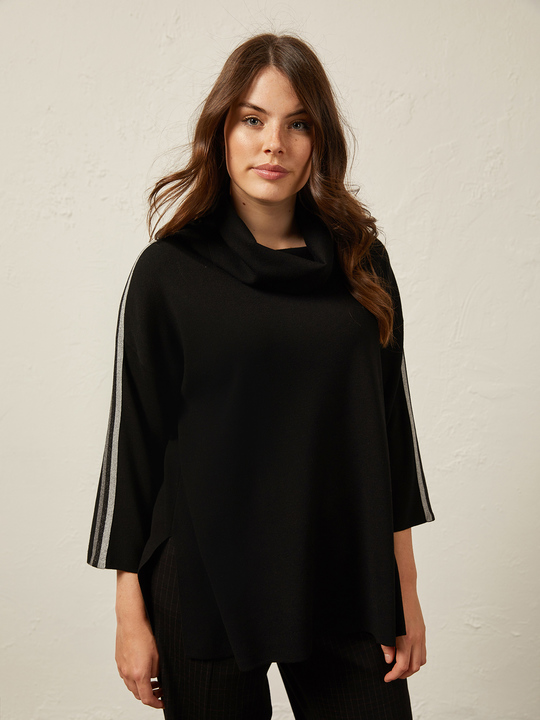 Elenamiro&nbsp;: Chandail avec bordures le long des manches Noir_1