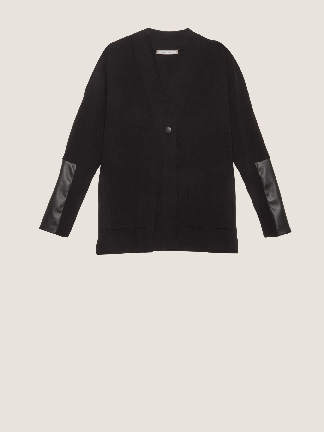 CARDIGAN WITH FAUX LEATHER DETAILS image number 4