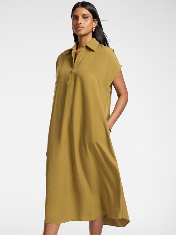 Langes Kleid aus Lyocell und Leinen