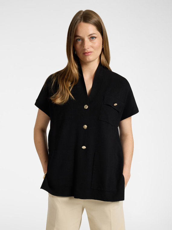 Cardigan &agrave; manches courtes avec boutons bijoux