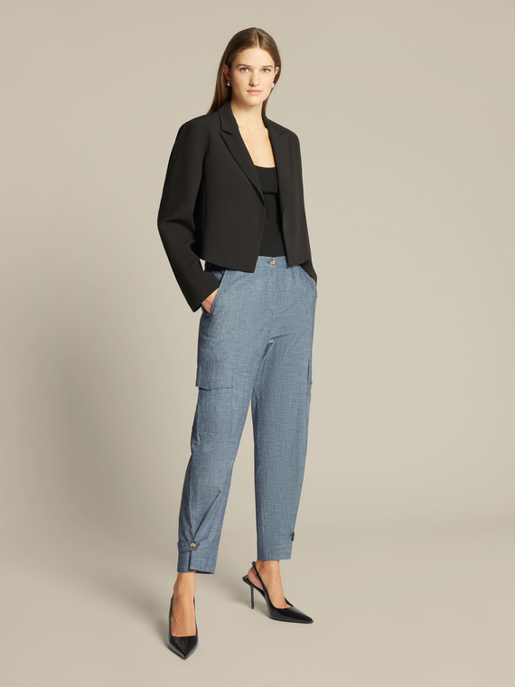 Linen and cotton cargo trousers