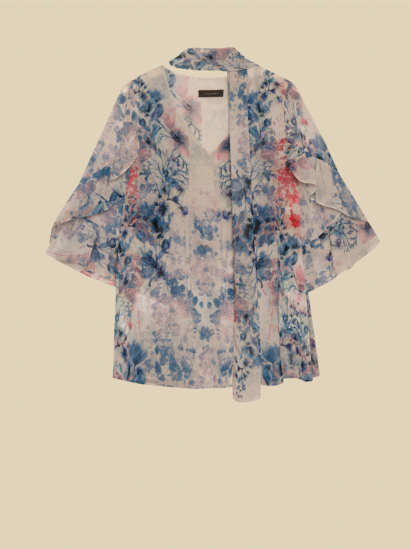 Printed blouse with sash image number 4