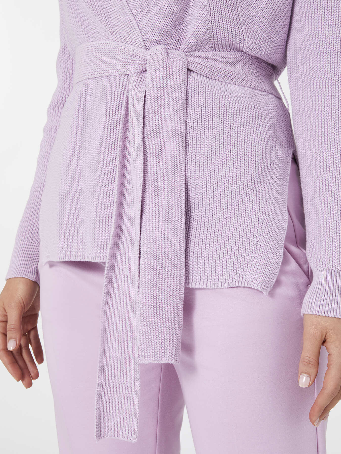 Long cardigan with belt image number 4