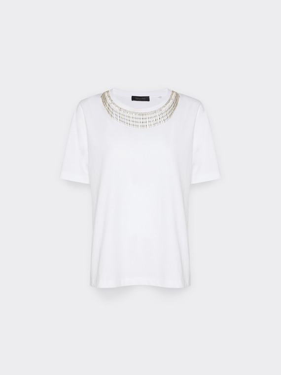 T-Shirt mit Strass-Fransen