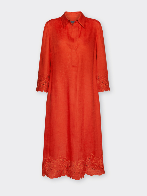 Linen dress with lace