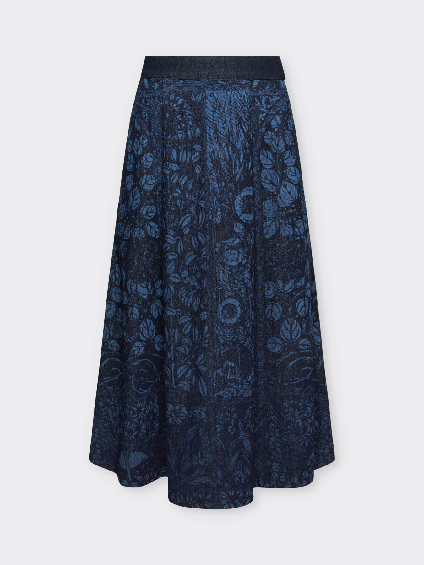 Jupe mi-longue en denim d&eacute;coup&eacute; au laser image number 4